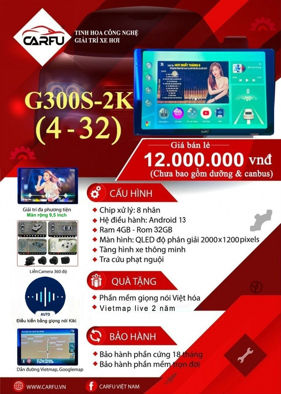 MÀN HÌNH Ô TÔ THÔNG MINH G300S-2K (4-32)