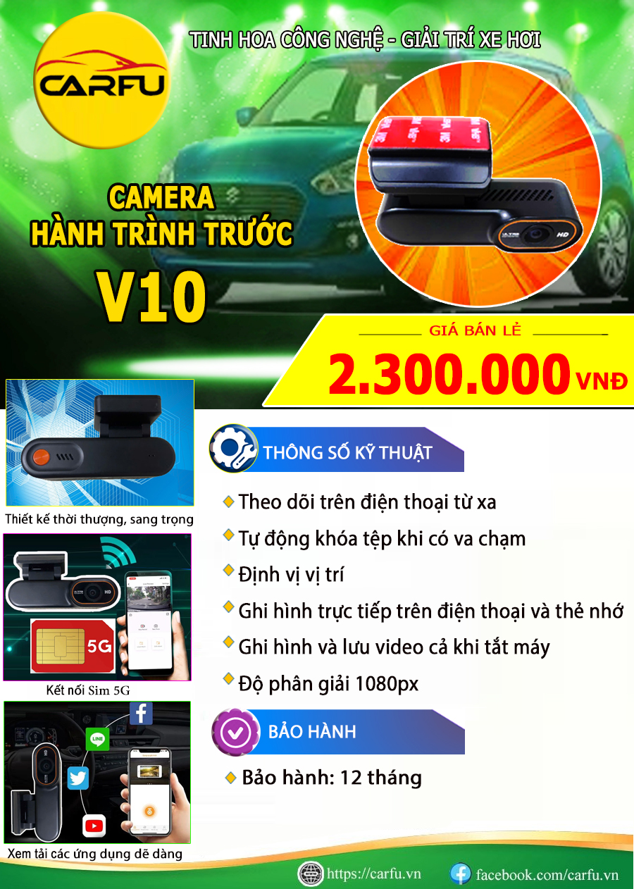 Camera hành trình trước  V10