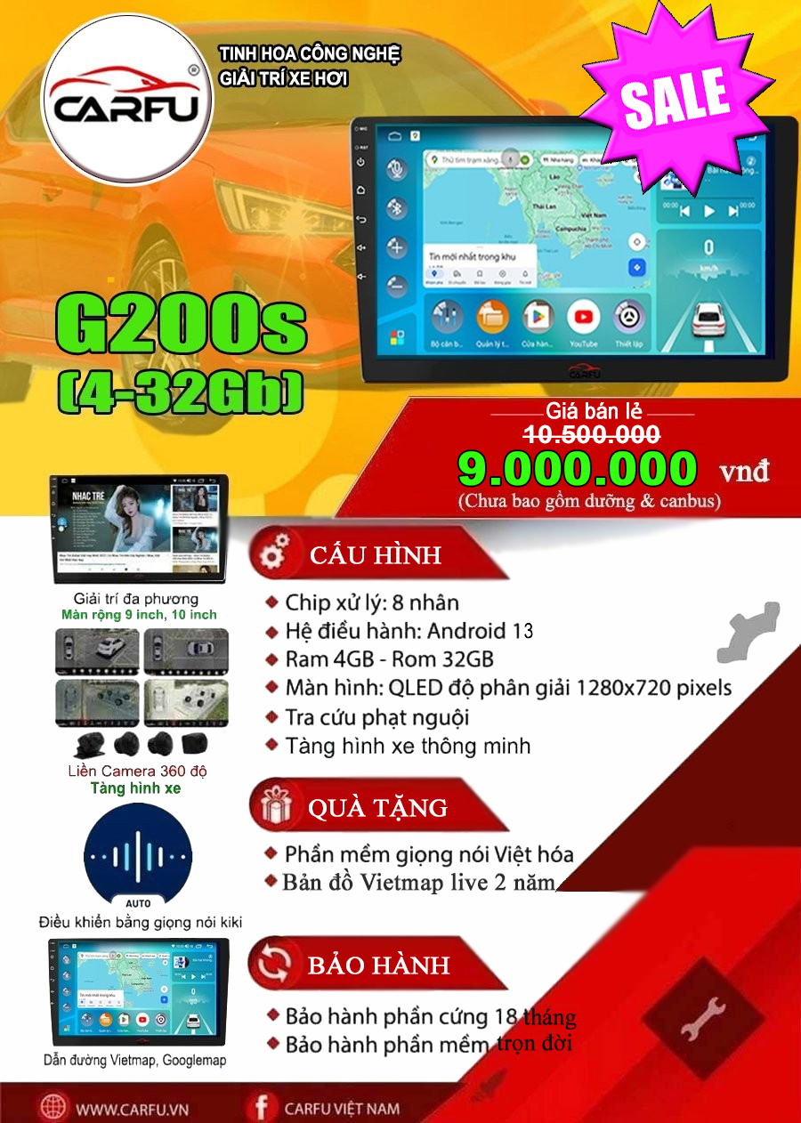 MÀN HÌNH Ô TÔ THÔNG MINH CARFU G200S (4-32)