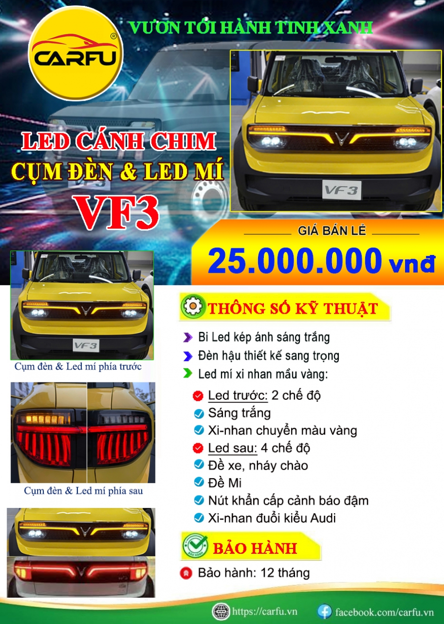 LED Cánh Chim VF3, CỤM ĐỀ & LED MÍ 