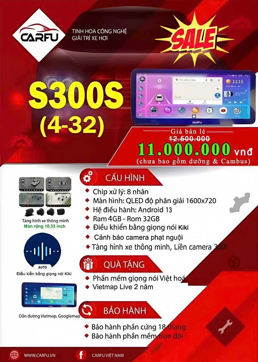 Màn hình ô tô thông minh S300S (4-32)