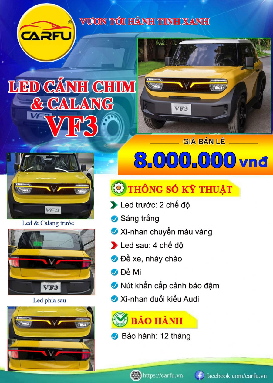 LED CÁNH CHIM VF3 VÀ CALANG
