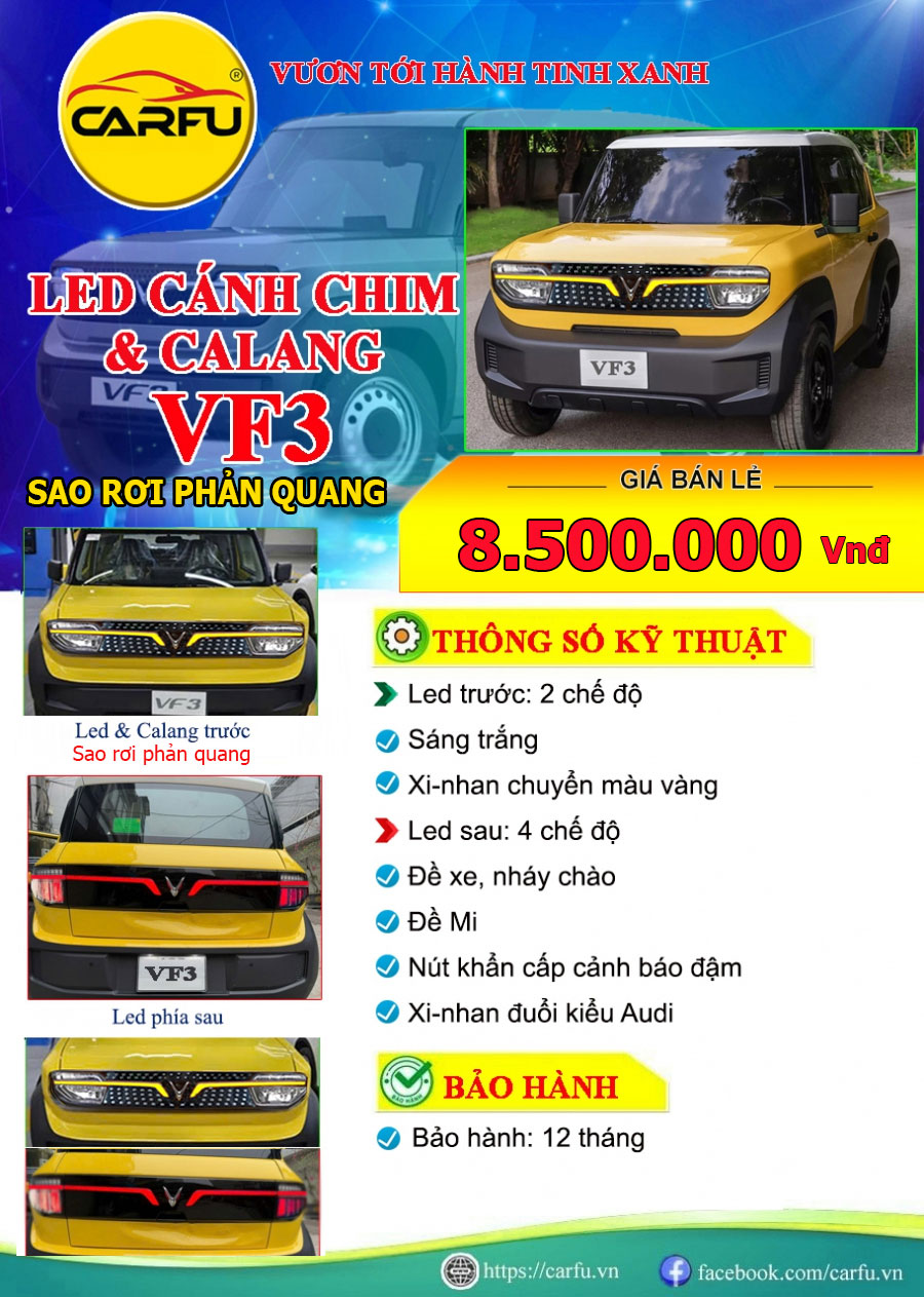 LED Cánh Chim VF3 & Calang Sao Rơi Phản Quang