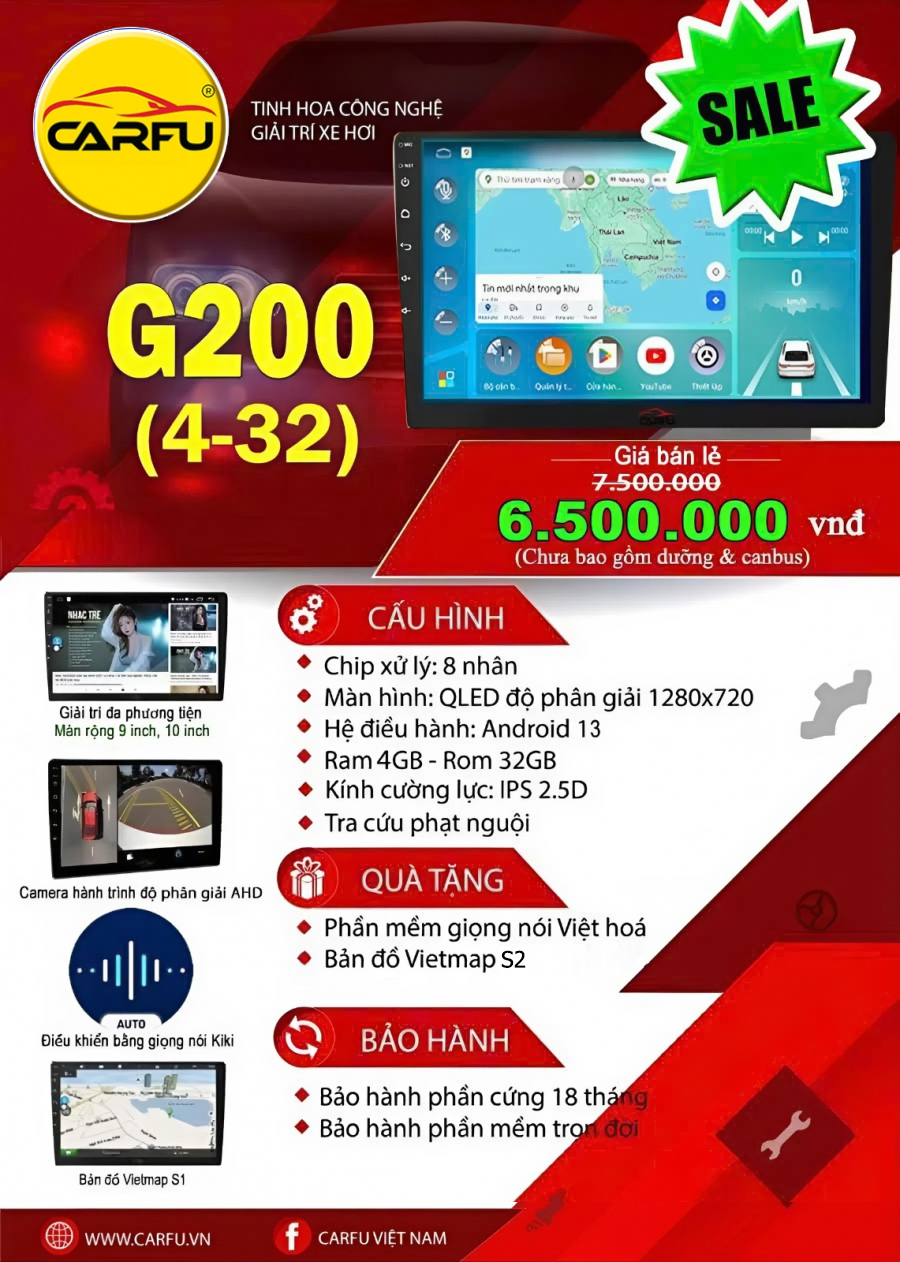 MÀN HÌNH Ô TÔ THÔNG MINH CARFU G200 (4-32)