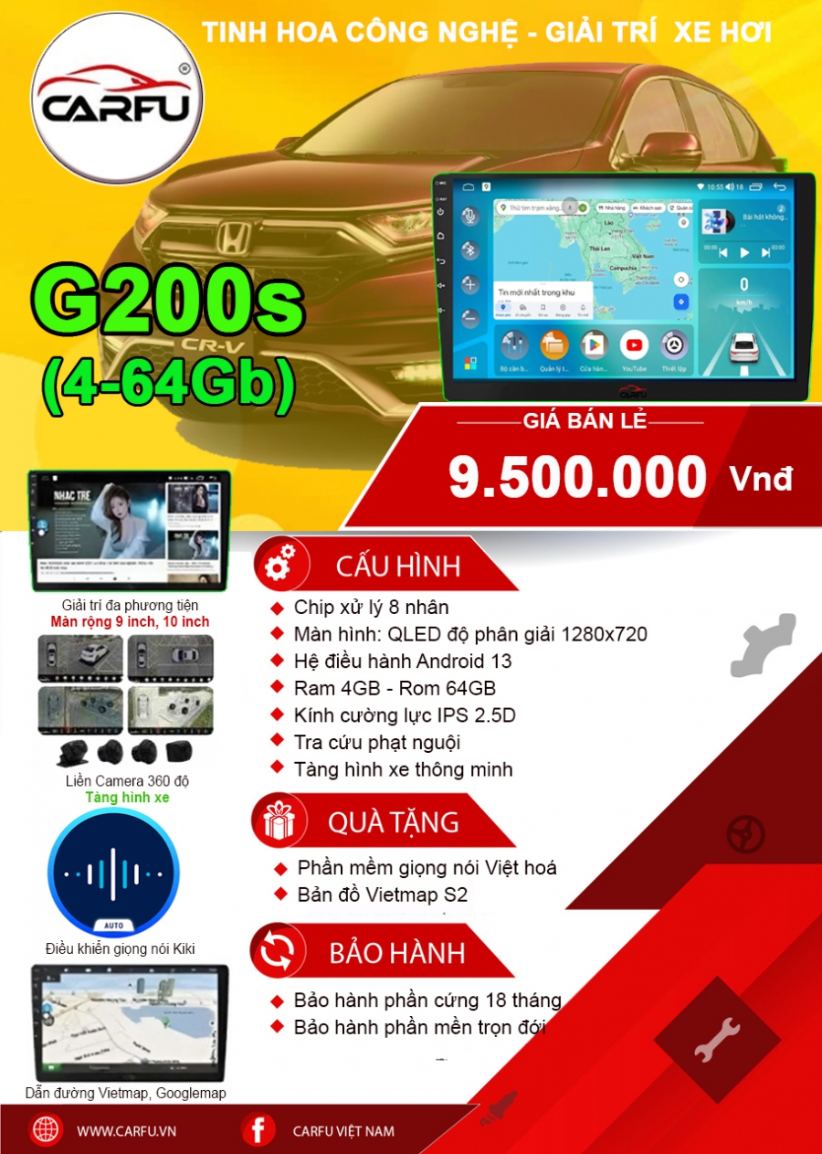 MÀN HÌNH Ô TÔ THÔNG MINH CARFU G200S (4-64)