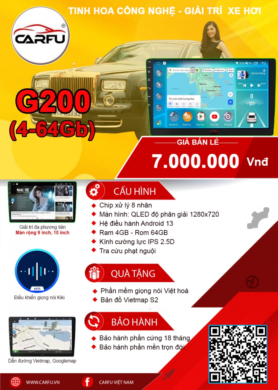 MÀN HÌNH Ô TÔ THÔNG MINH CARFU G200 (4-64)