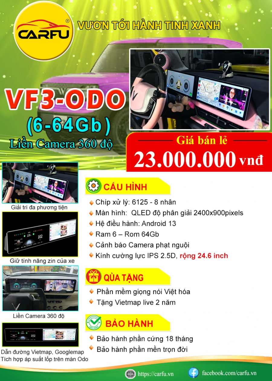 MÀN HÌNH Ô TÔ  VF3s ODO (6-64Gb)