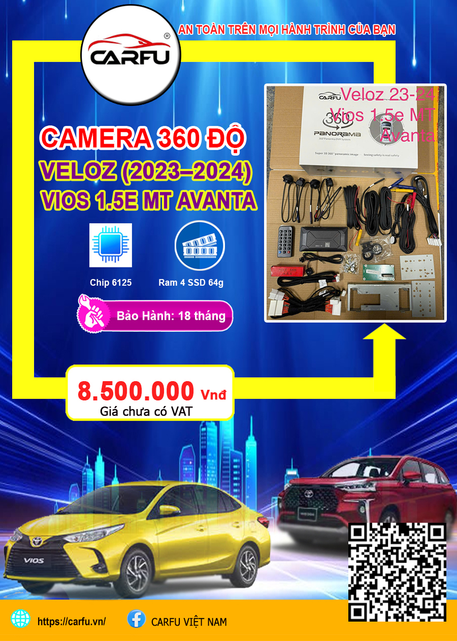 Camera 360 Độ Veloz (2023–2024) & Vios 1.5E MT Avanza