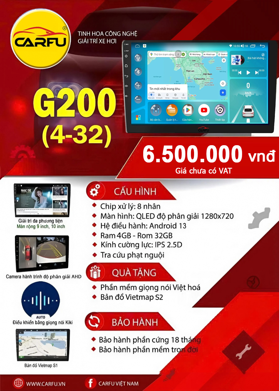 MÀN HÌNH Ô TÔ THÔNG MINH CARFU G200 (4-32)