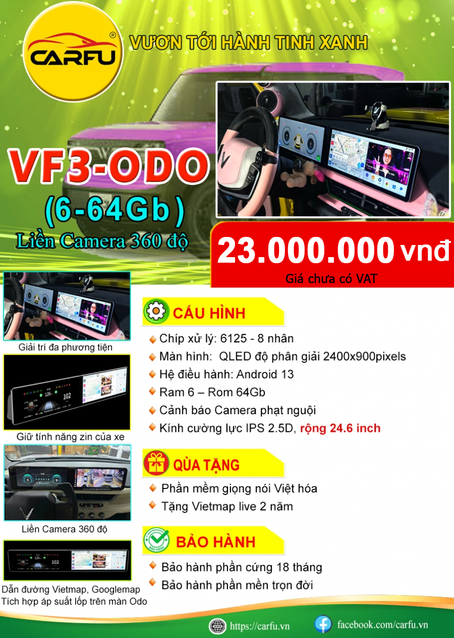MÀN HÌNH Ô TÔ  VF3 ODO (6-64Gb)