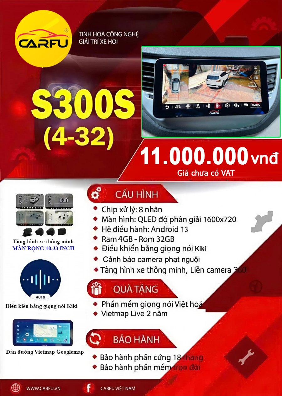 Màn hình ô tô thông minh S300S (4-32)