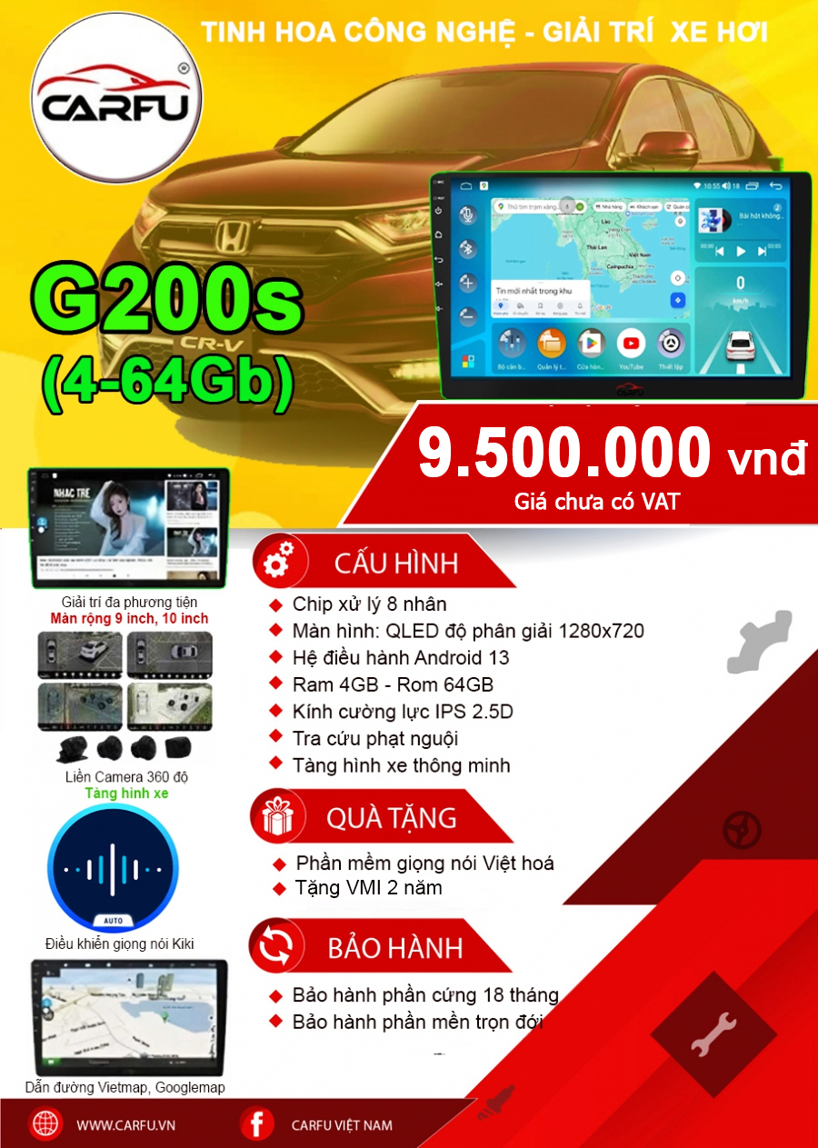 MÀN HÌNH Ô TÔ THÔNG MINH CARFU G200S (4-64)