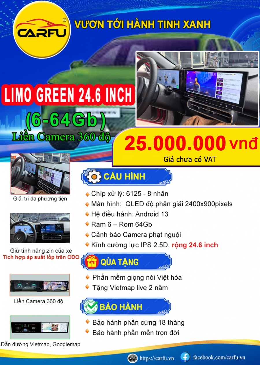 MÀN HÌNH LIMO GREEN 24.6 INCH(6-64Gb)