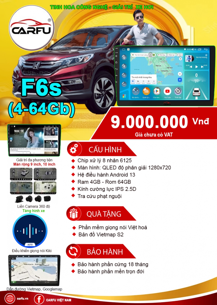 MÀN HÌNH Ô TÔ THÔNG MINH CARFU F6s (4-64)