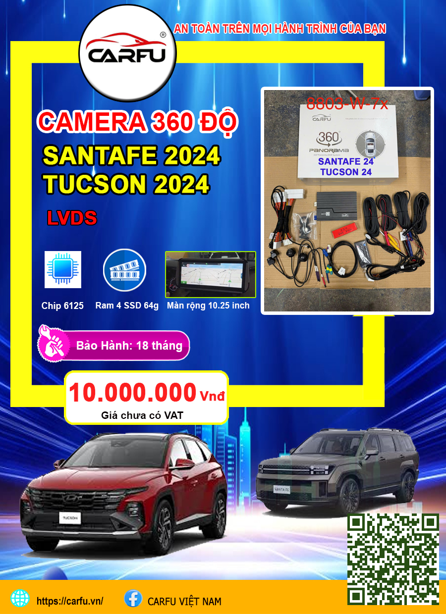 CAMERA 360 ĐỘ SANTAFE 2024; TUCSON 202