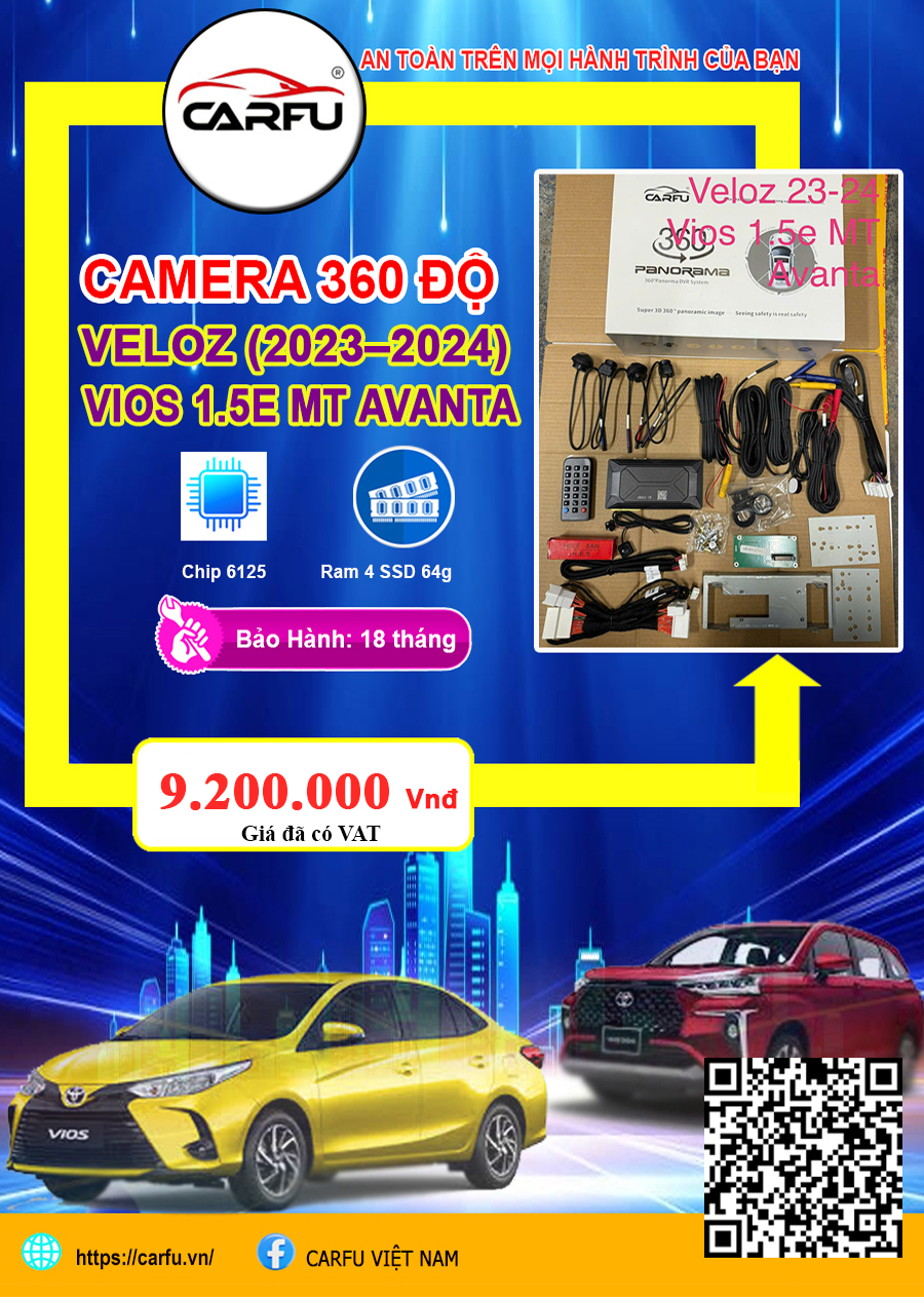 Camera 360 Độ Veloz (2023–2024) & Vios 1.5E MT Avanza