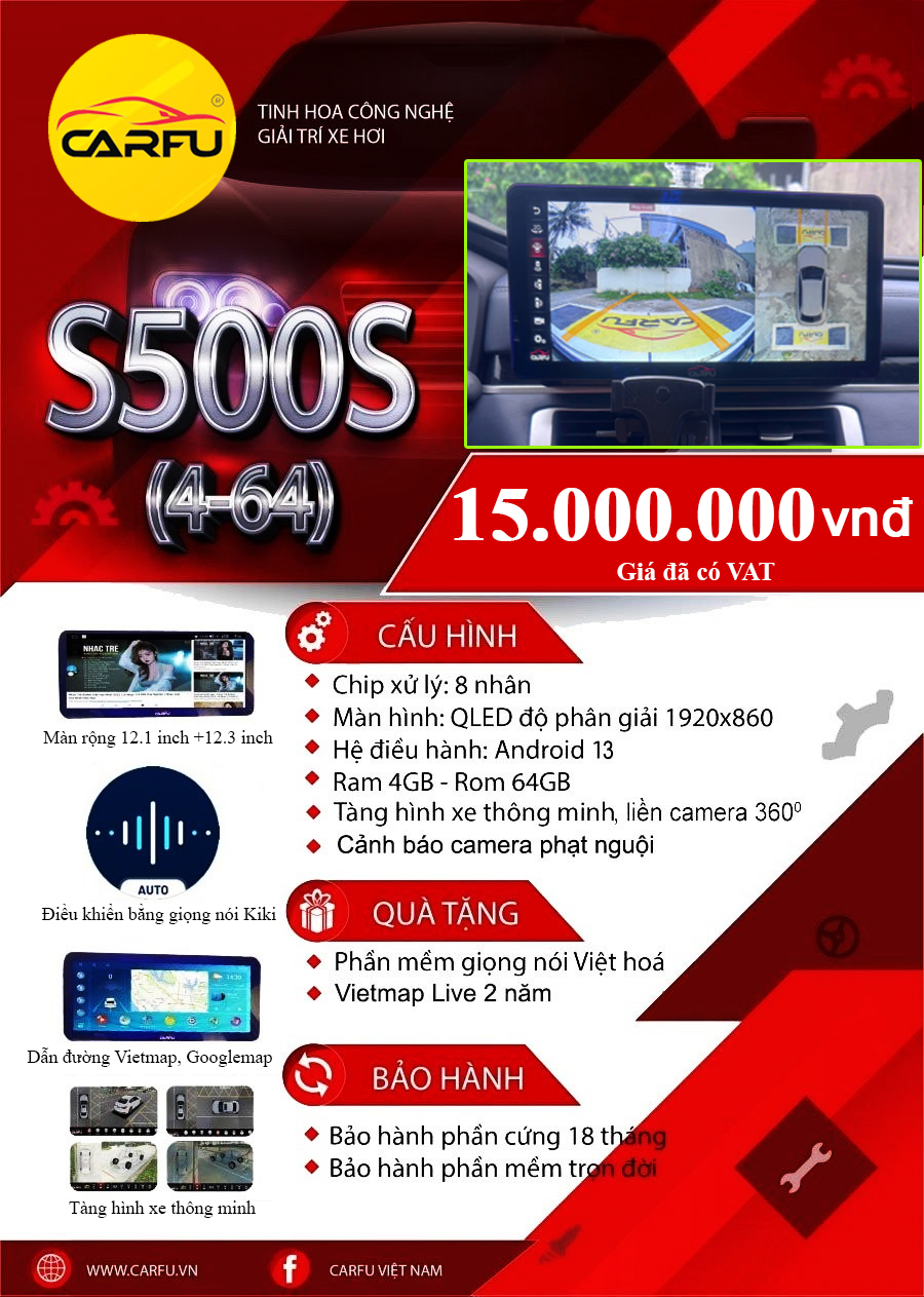 MÀN HÌNH Ô TÔ THÔNG MINH S500S (4-64)