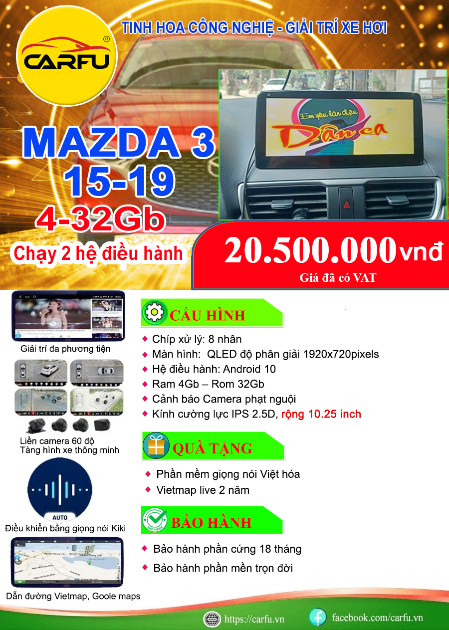 Màn hình ô tô thông minh Mazda 3 15-19