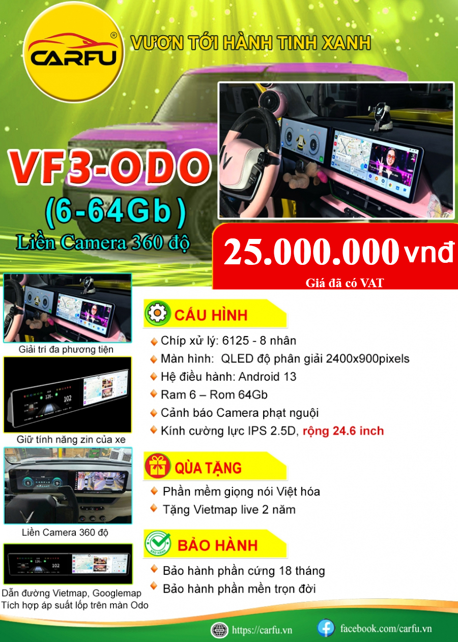 MÀN HÌNH Ô TÔ  VF3 ODO (6-64Gb)