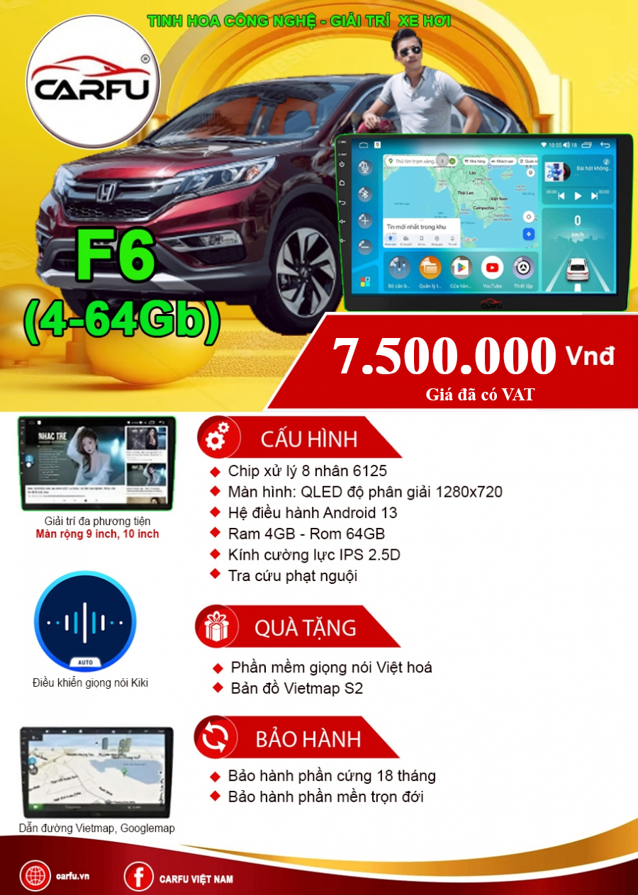 MÀN HÌNH Ô TÔ THÔNG MINH CARFU F6 (4-64)