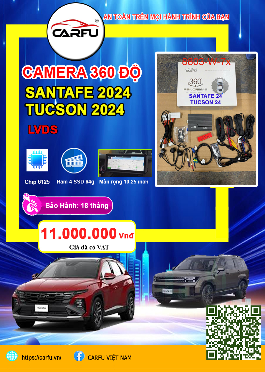 CAMERA 360 ĐỘ SANTAFE 2024; TUCSON 202