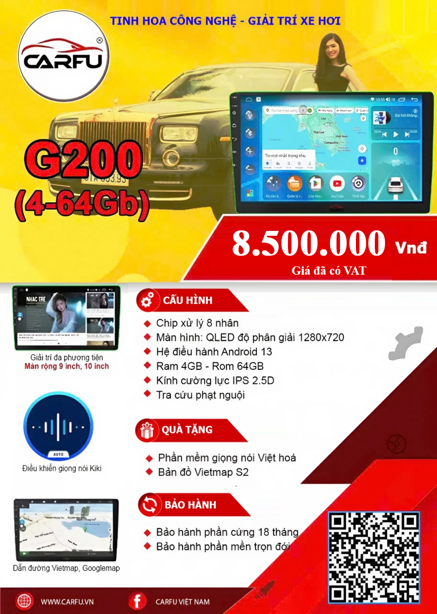 MÀN HÌNH Ô TÔ THÔNG MINH CARFU G200 (4-64)