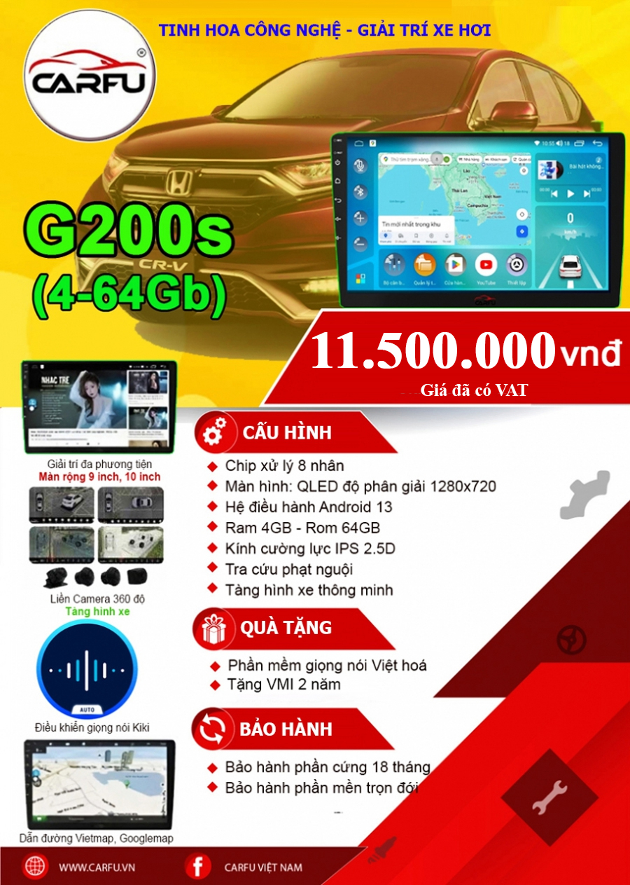 MÀN HÌNH Ô TÔ THÔNG MINH CARFU G200S (4-64)