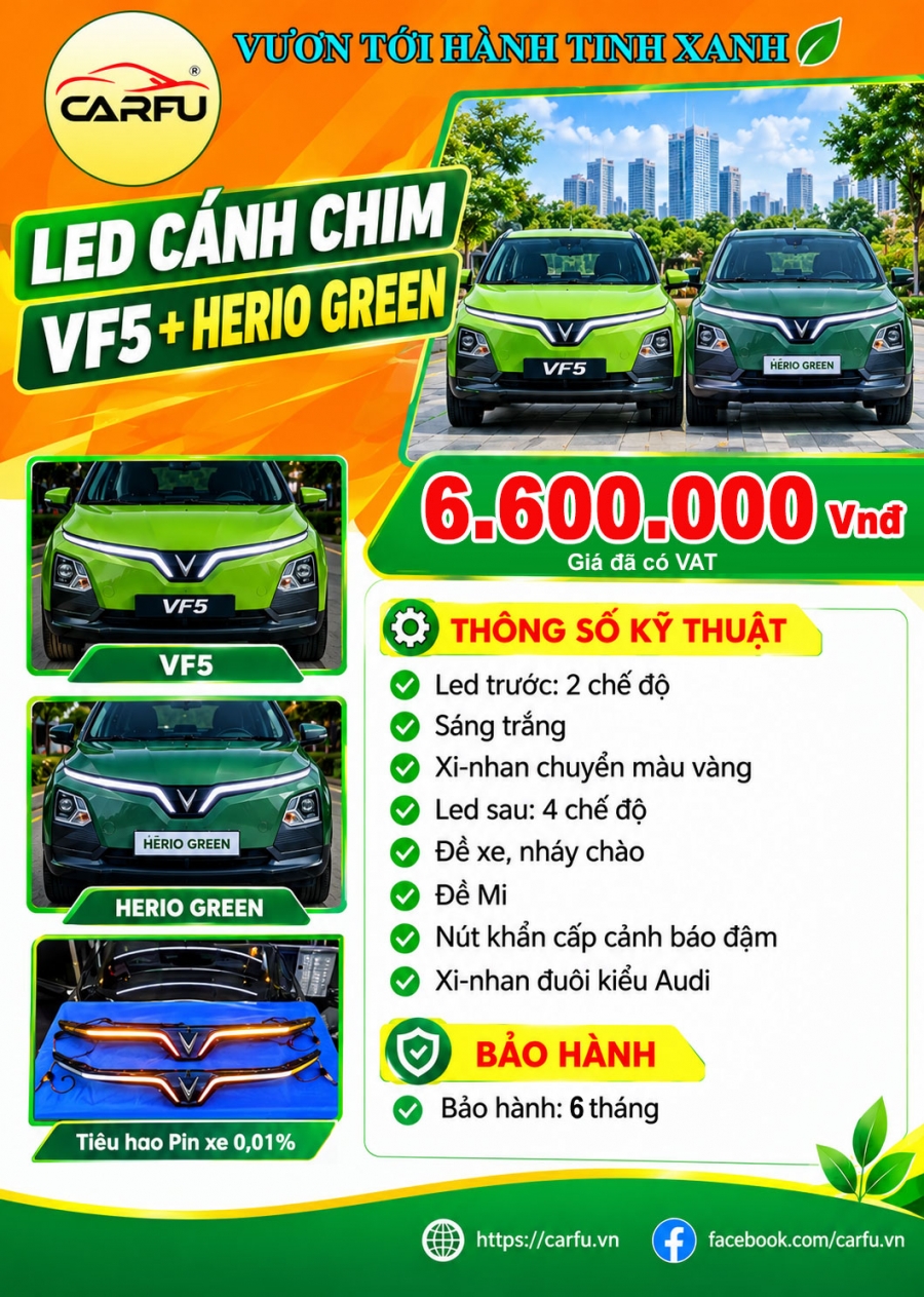 LED Cánh Chim VF5 + HERIO GREEN