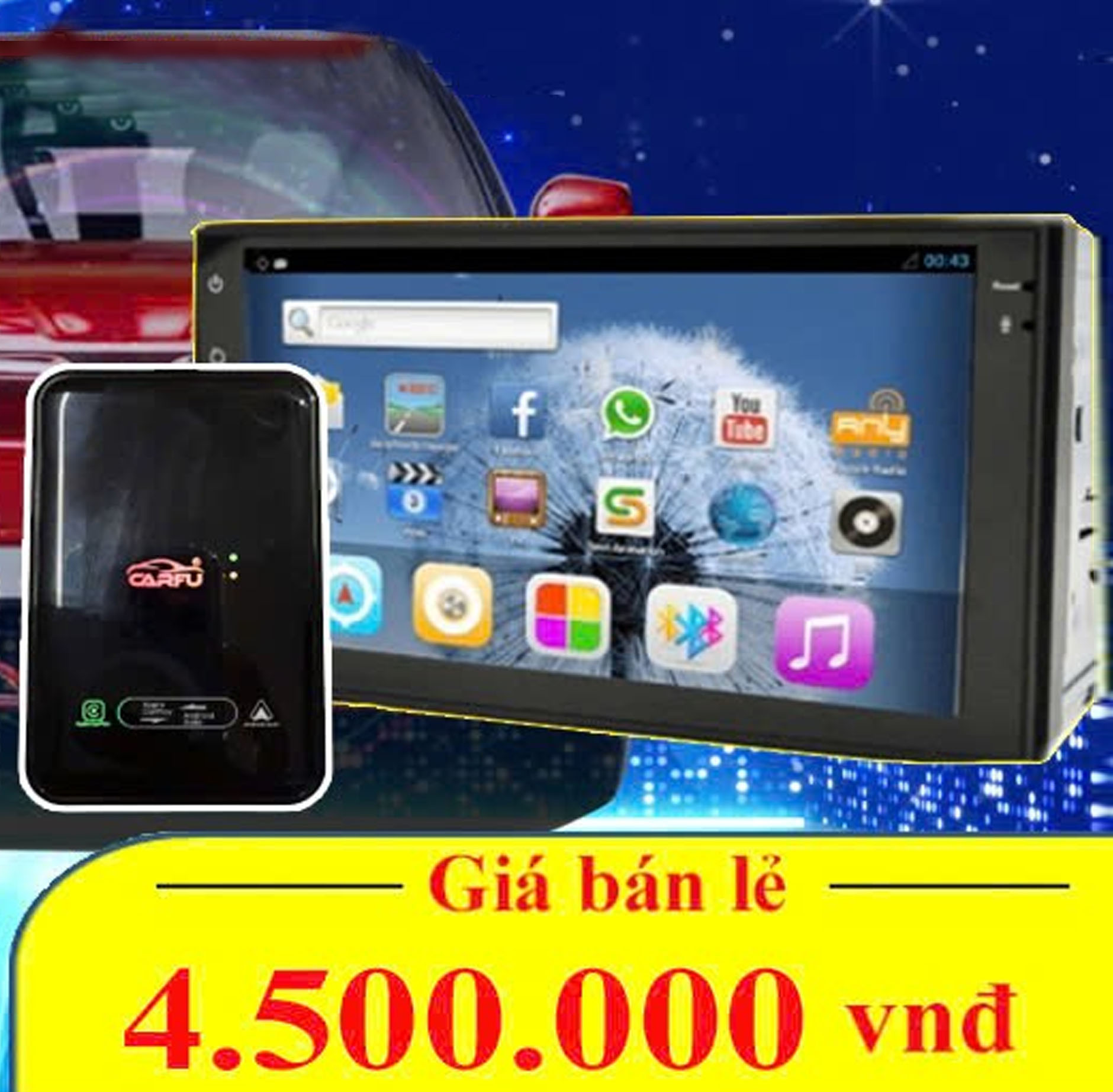 Android Box A1S (4-64Gb) cho xe điện, xe xăng