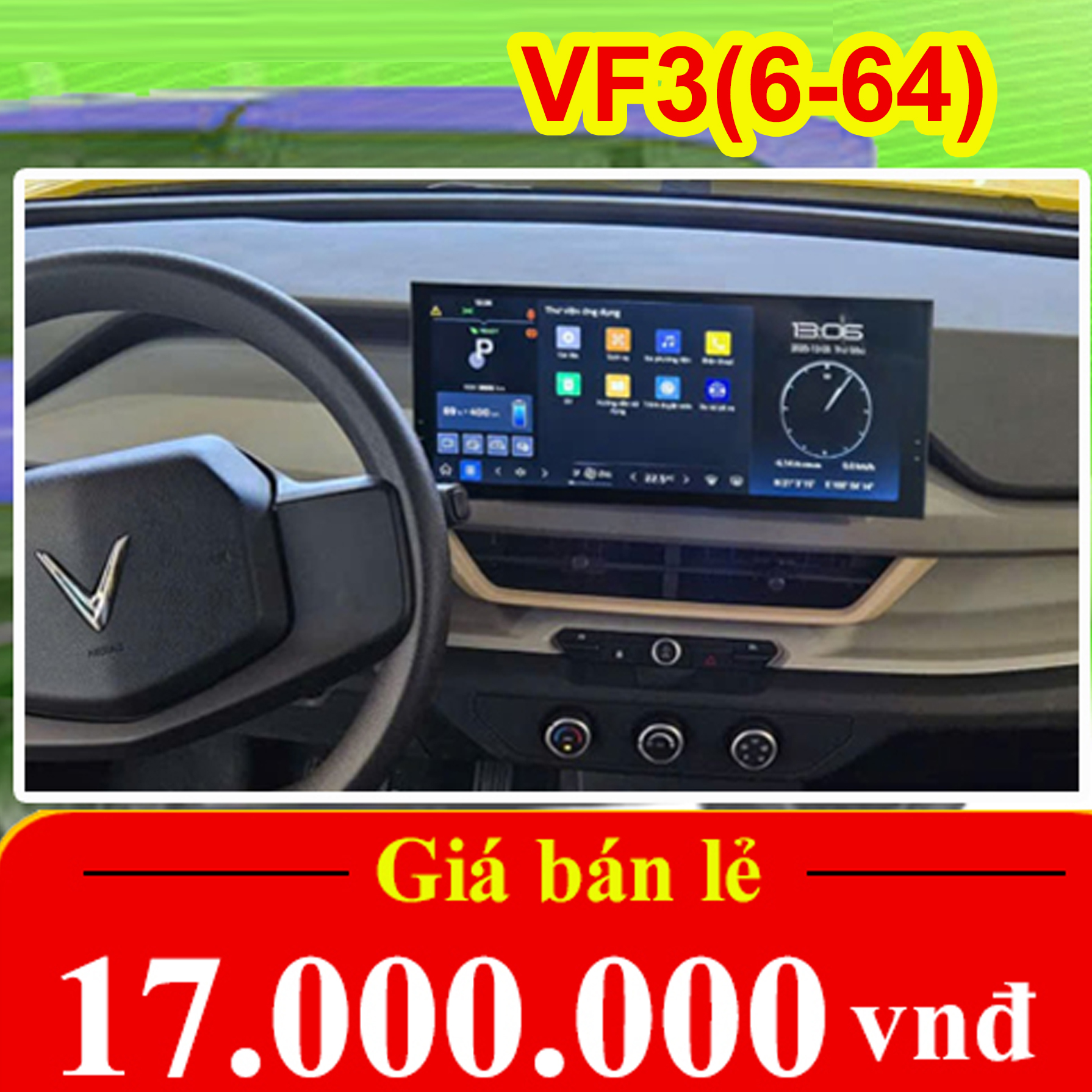 MÀN HÌNH Ô TÔ VF3 (6-64Gb)