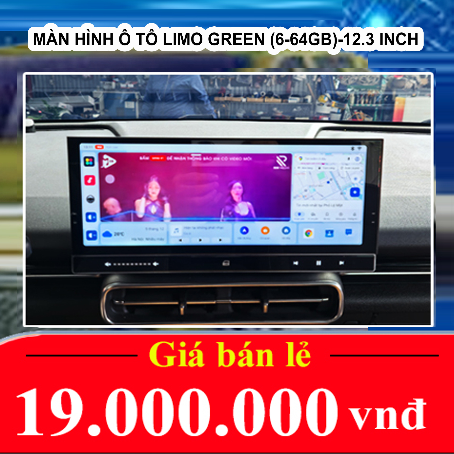 MÀN HÌNH Ô TÔ LIMO GREEN (6-64GB)-12.3 INCH