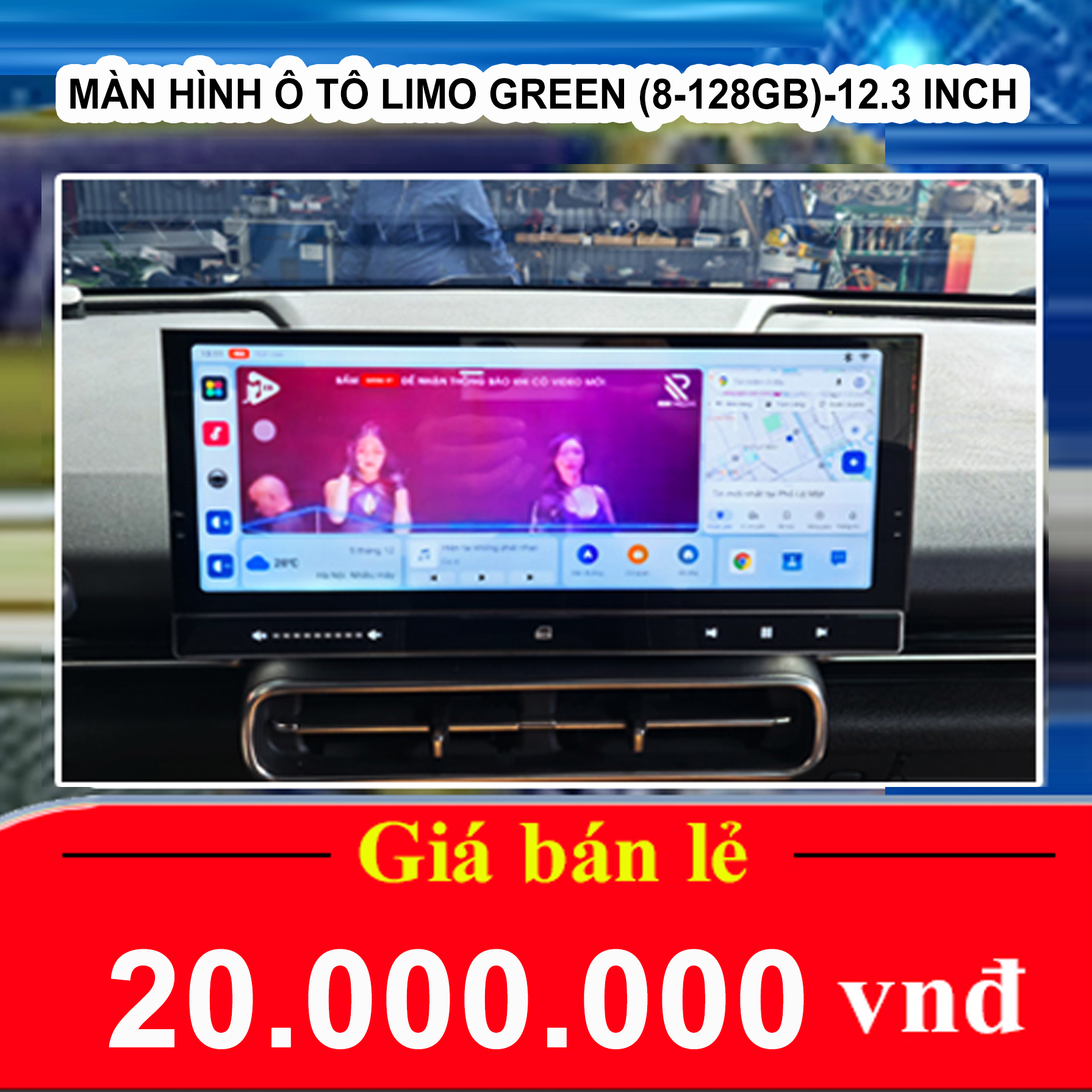 MÀN HÌNH Ô TÔ LIMO GREEN (8-128GB)-12.3 INCH