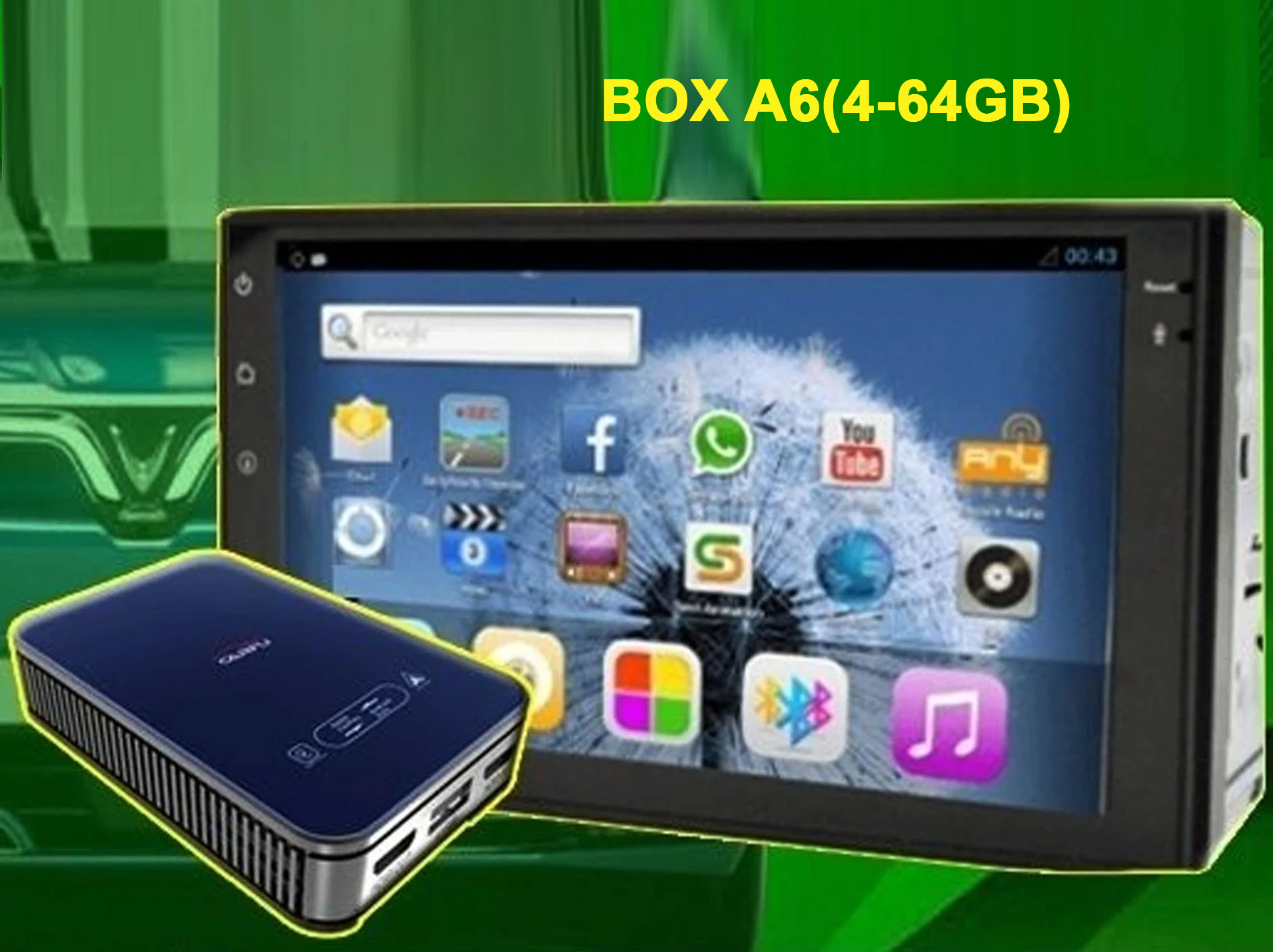 Android Box A6 (4-64Gb) cho xe điện, xe xăng