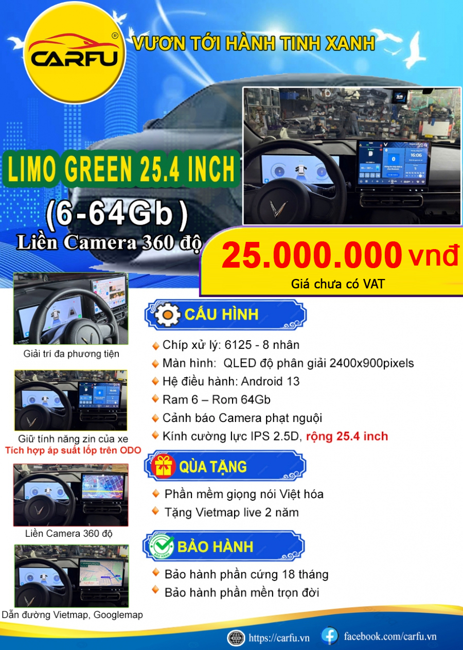MÀN HÌNH LIMO GREEN 25.4 INCH (6-64Gb)