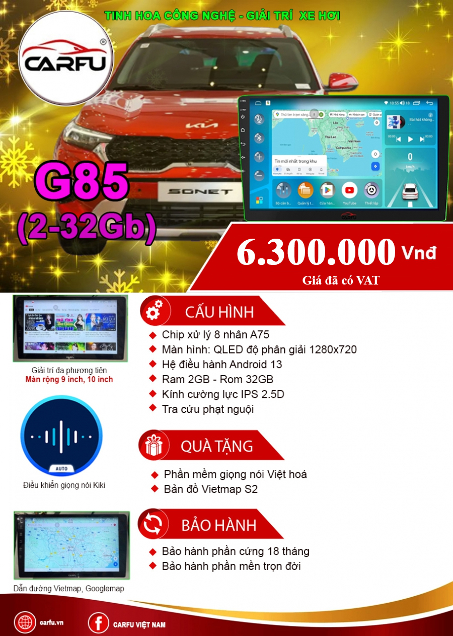 MÀN HÌNH Ô TÔ THÔNG MINH CARFU G85 (2-32)