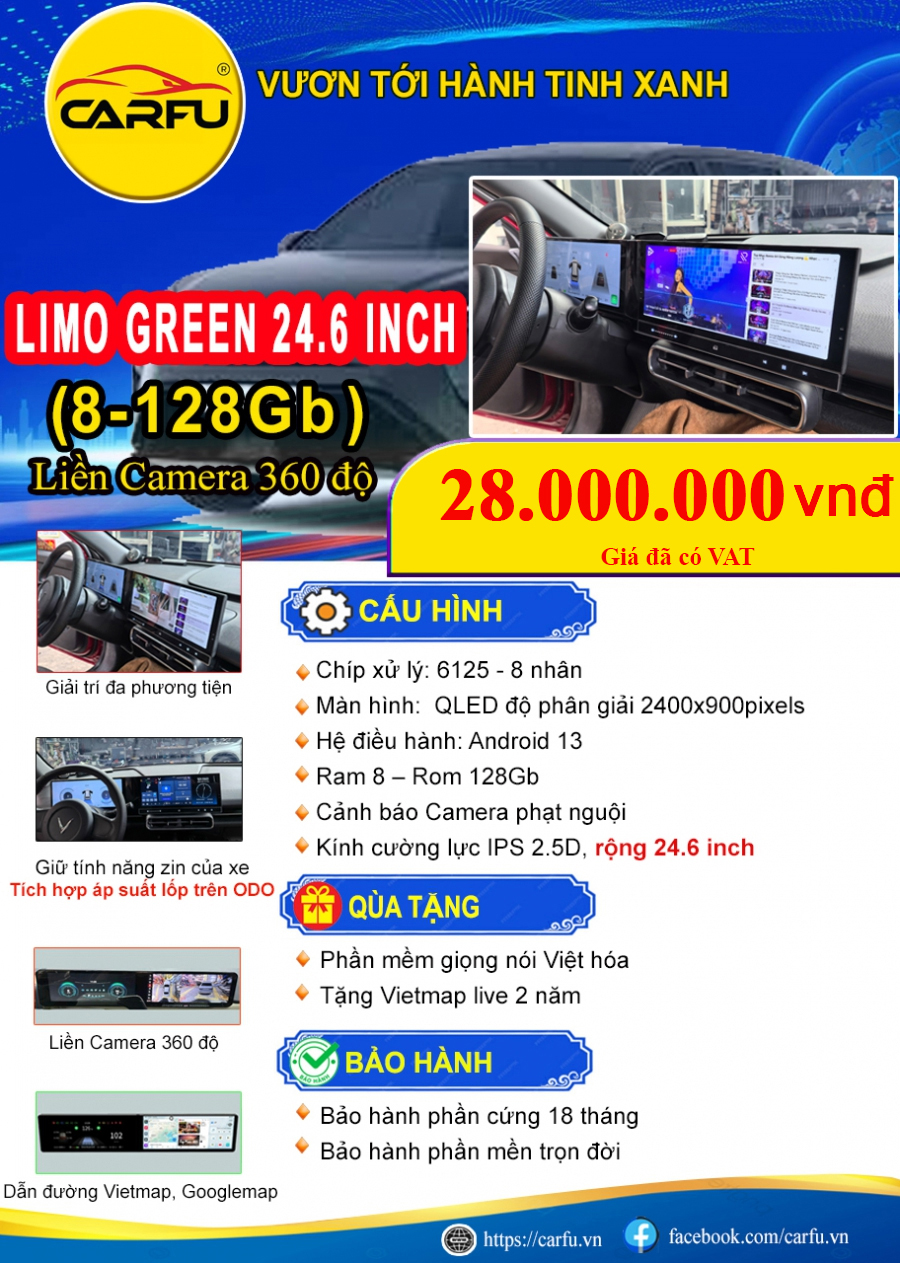 MÀN HÌNH LIMO GREEN 24.6 INCH (8-128Gb)