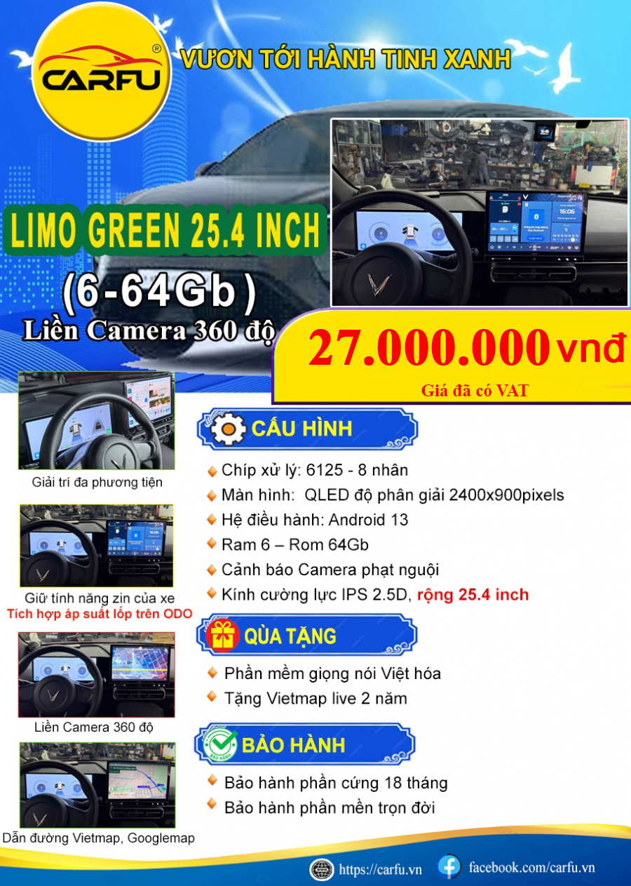 MÀN HÌNH LIMO GREEN 25.4 INCH (6-64Gb)